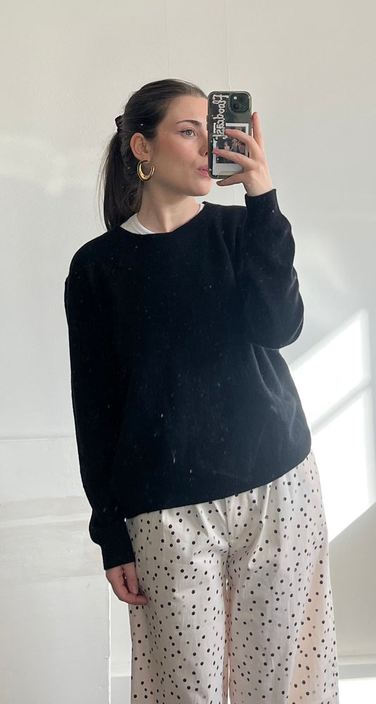 Pull femme laine mérinos extrafine noir fabriqué en Italie – slow fashion – Rouge Garance