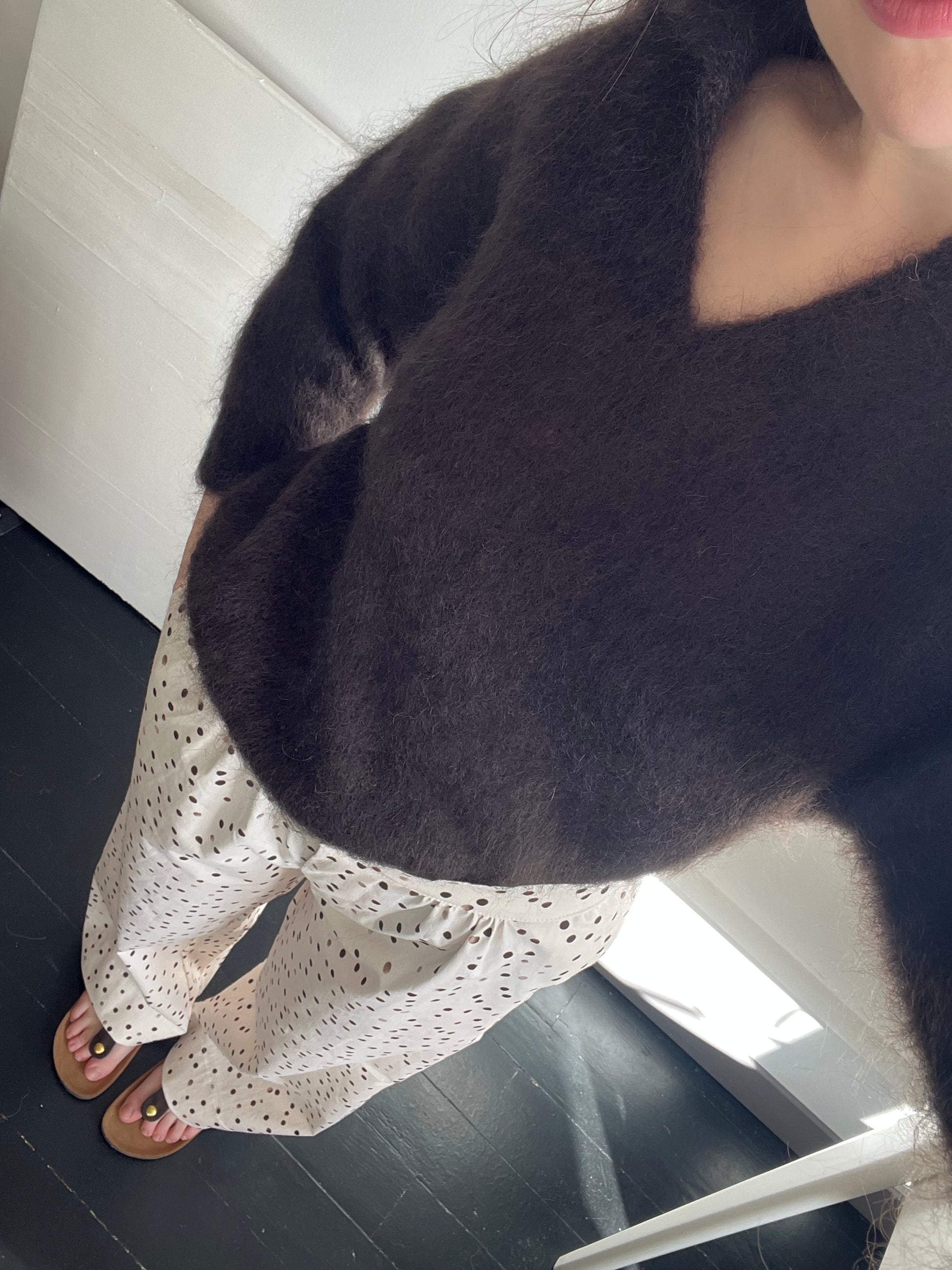 Pull mohair femme maille légère chocolat – slow fashion mode éthique taille unique – Rouge Garance