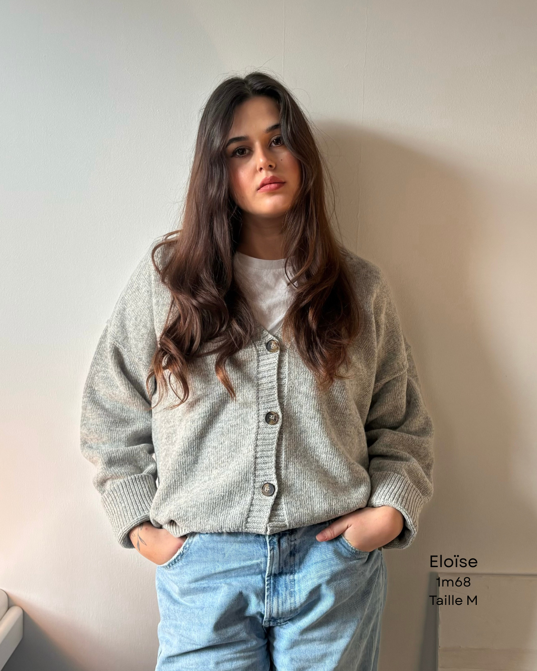 Cardigan en laine gris - tricot doux et chaud