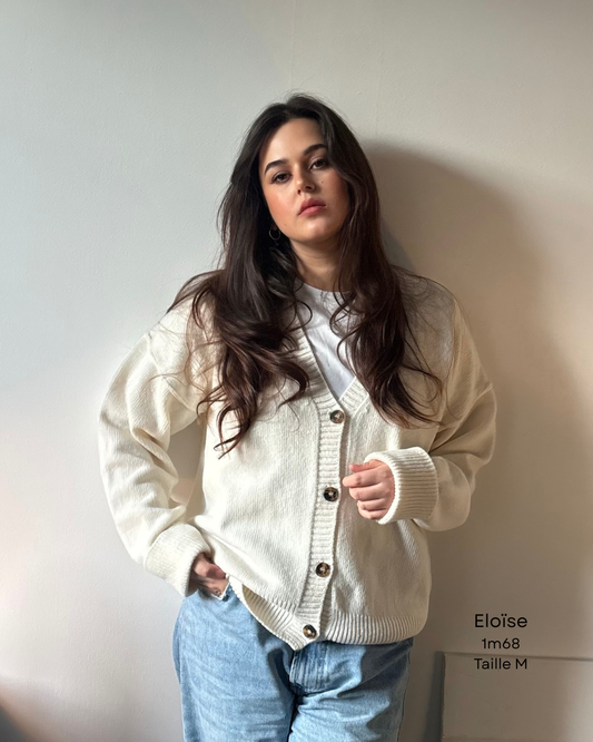 Le cardigan en laine blanc - tricot doux et chaud made in Portugal