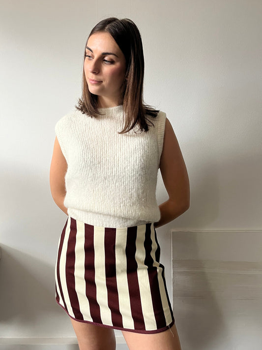 Pull sans manches femme alpaga écru fabriqué en Italie – slow fashion matières naturelles – Rouge Garance