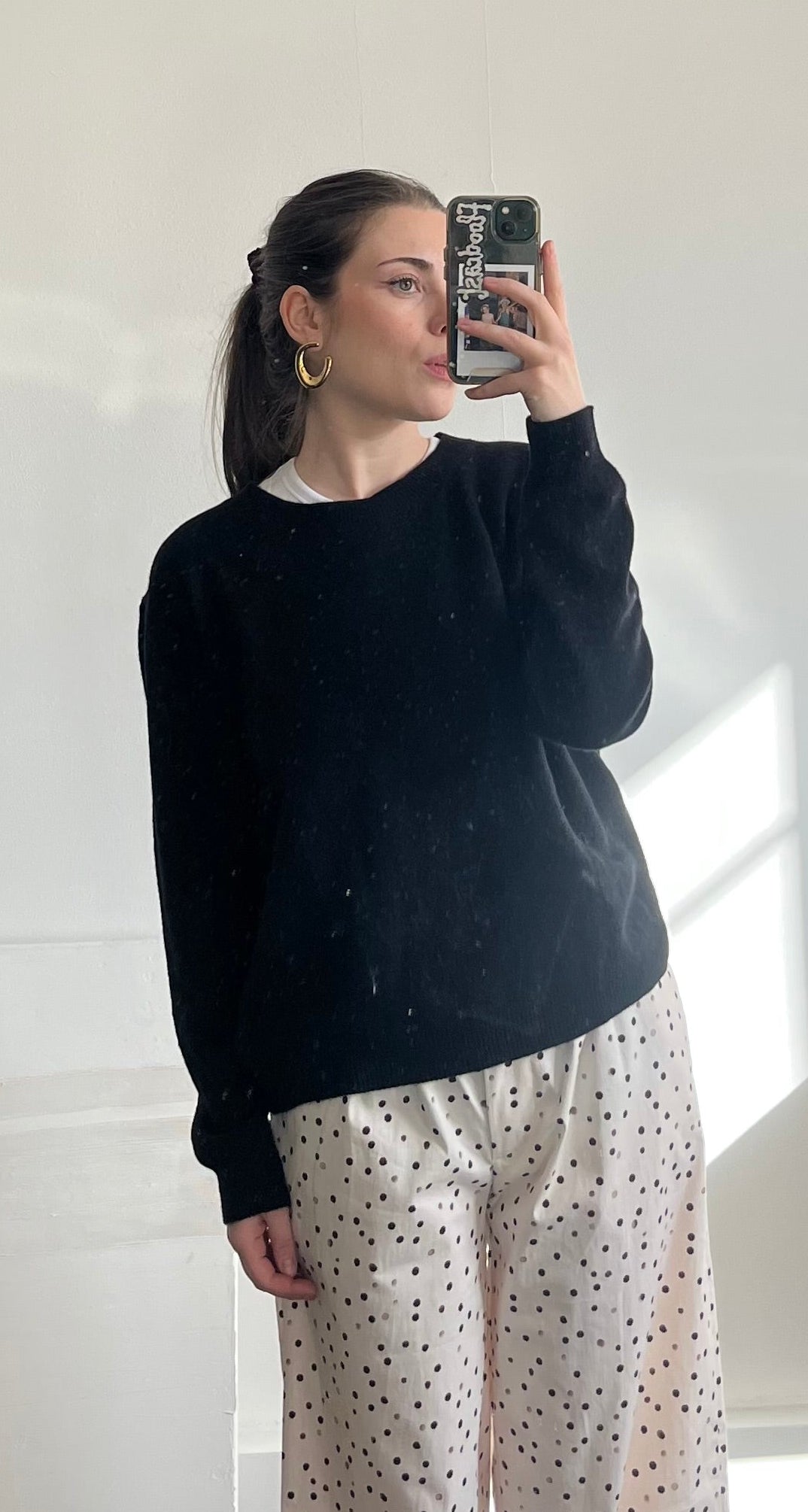 Pull femme laine mérinos extrafine noir fabriqué en Italie – slow fashion – Rouge Garance