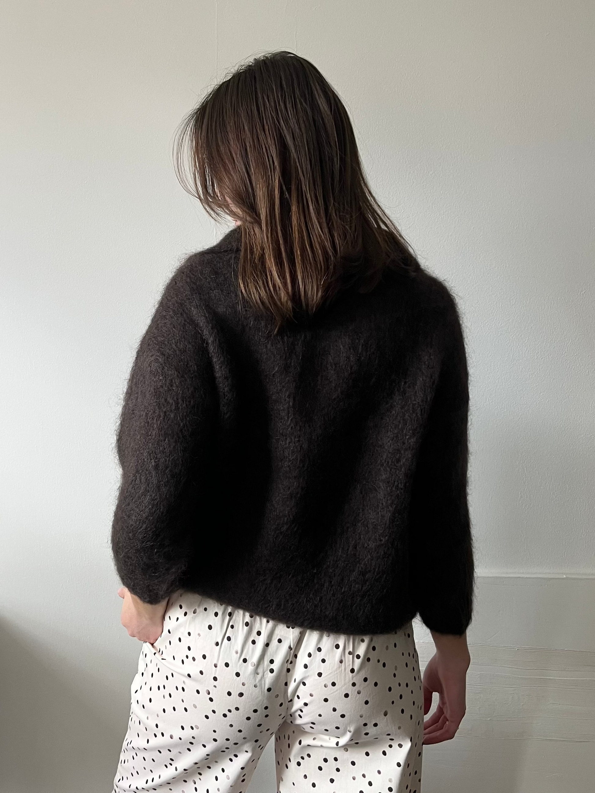 Pull mohair femme maille légère chocolat – slow fashion mode éthique taille unique – Rouge Garance