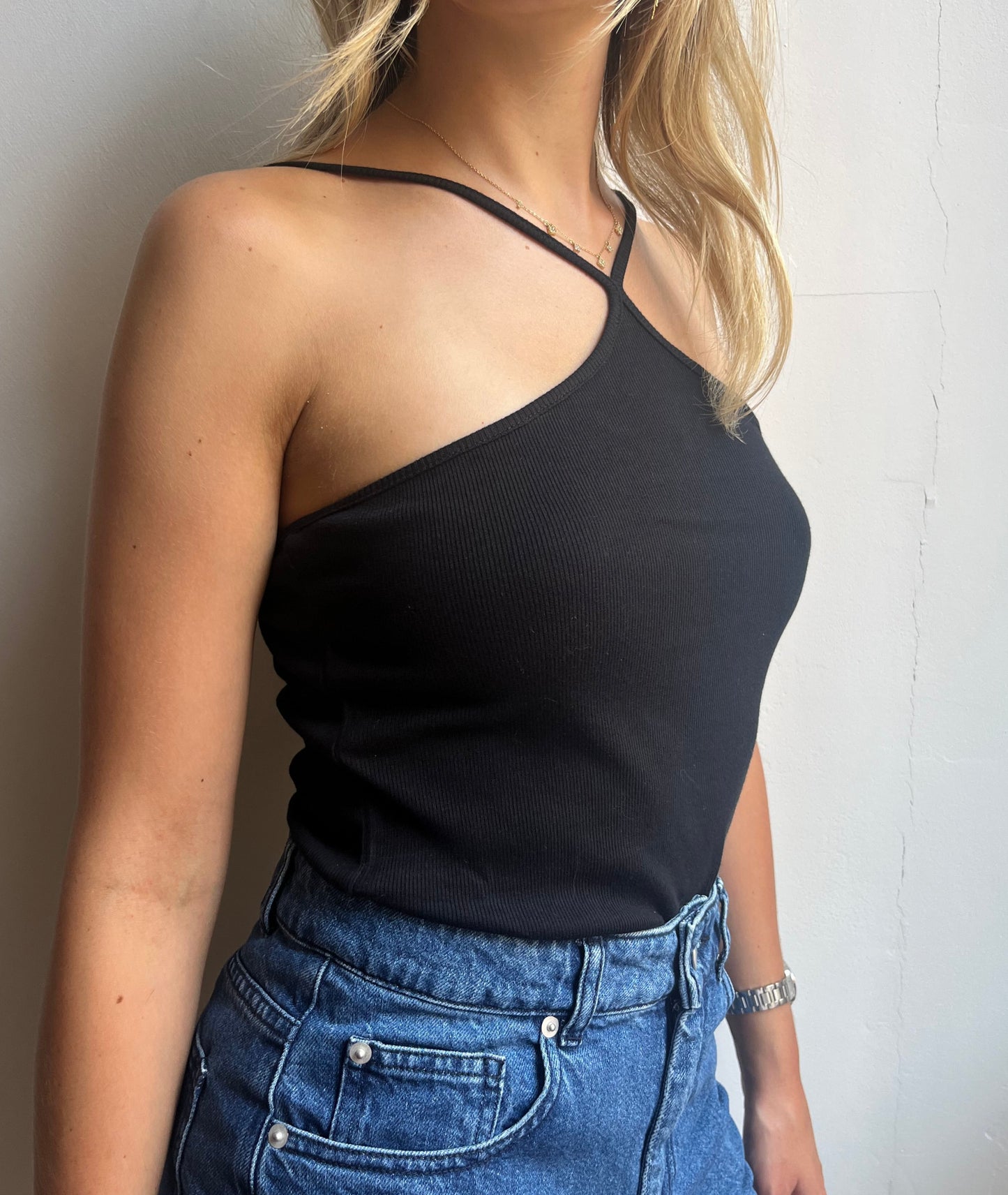 Haut col halter en coton biologique fabriqué au Portugal