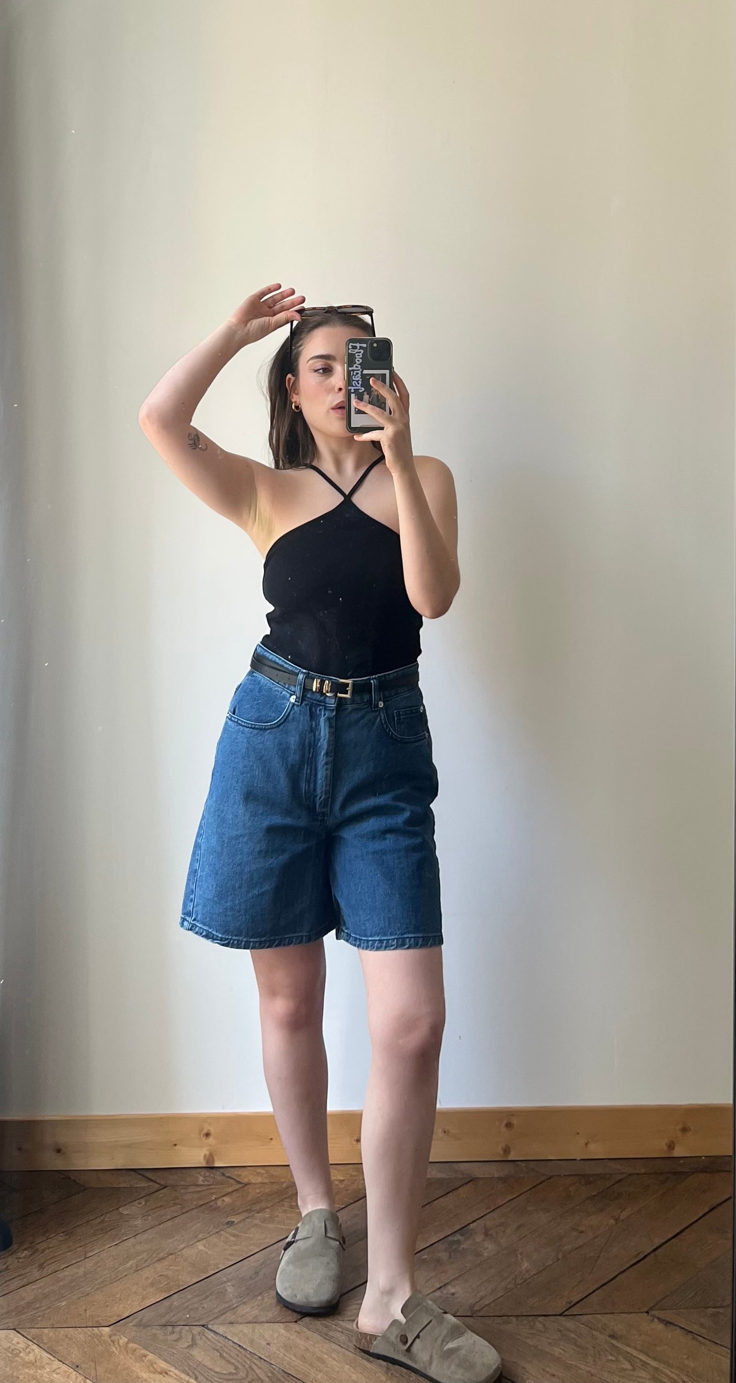 Short femme en denim bleu brut – coton biologique, fabrication portugaise